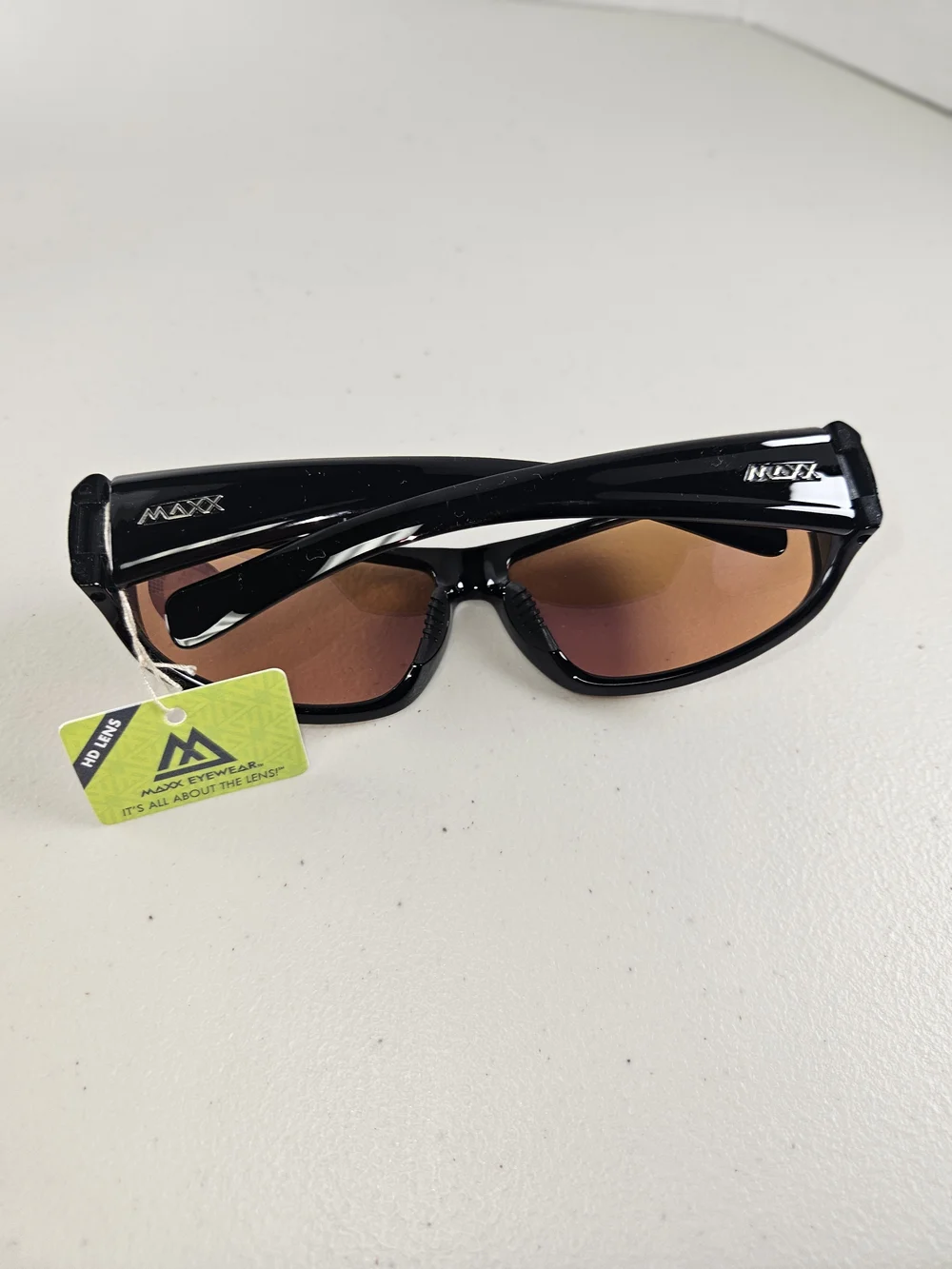 Maxx Major Sport Golf Motorcycle Riding Sunglasses Black with High Def Amber Len
